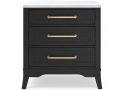 Black Bedside Table with 3 Drawers and White Marble Top - Sydney